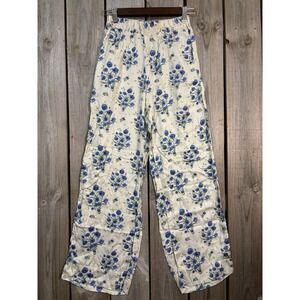 VERIE Blue Floral Pajama Pants XS | Cottagecore Soft Girl Lounge